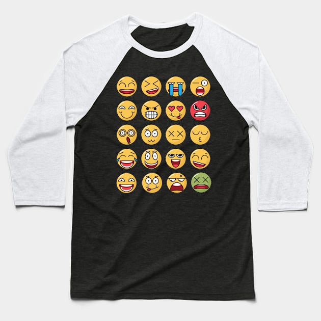 Emoji emoticons smiley shirt for kids and silly adults Baseball T-Shirt by AxelRoldns